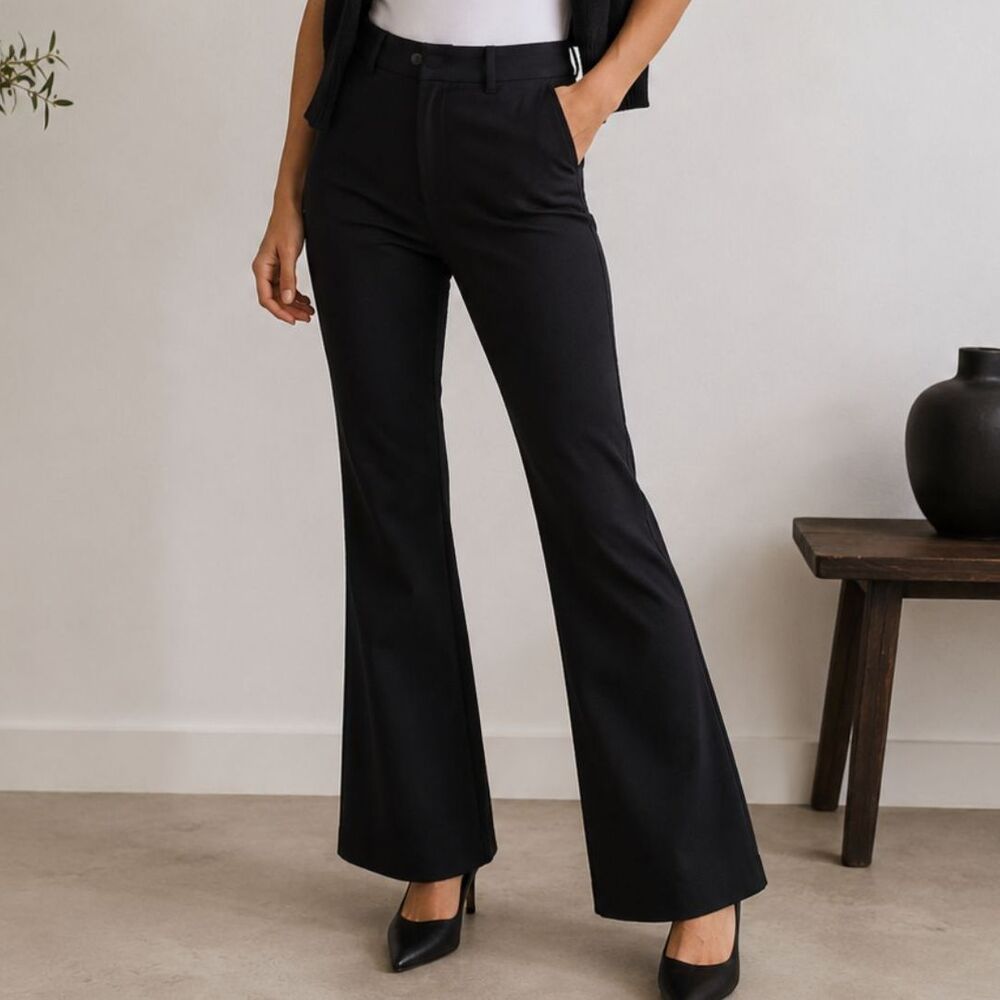 Old Navy Pixie Flare Pants Womens 0 Black High Rise Stretch Work Trousers